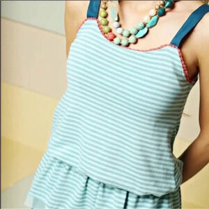 Matilda Jane Good Hart Clear Skies Blue Striped Dropped Waist Tank Top Size S